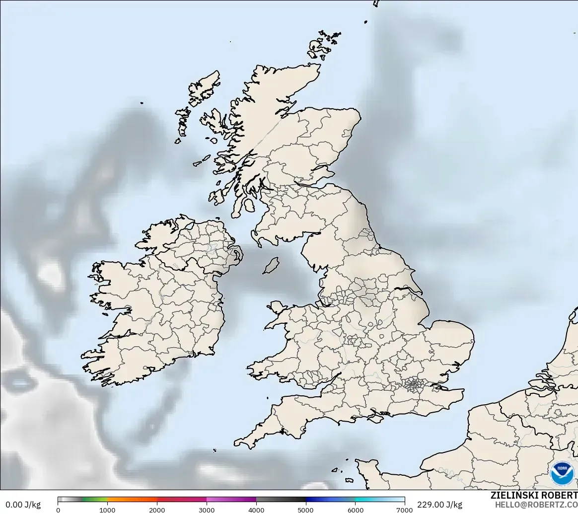 GFS モデル - イギリス, CAPE
