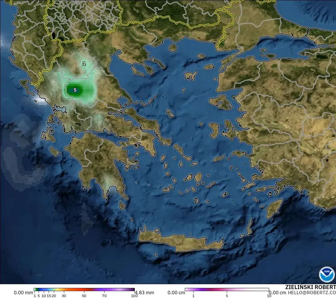 GFS モデル - ギリシャ, 降水量、雲、気圧