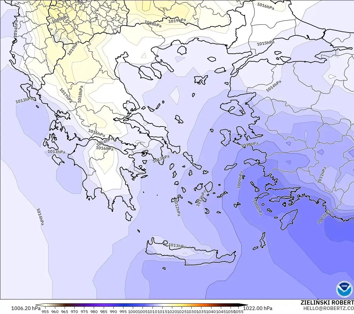 GFS モデル - ギリシャ, 気圧
