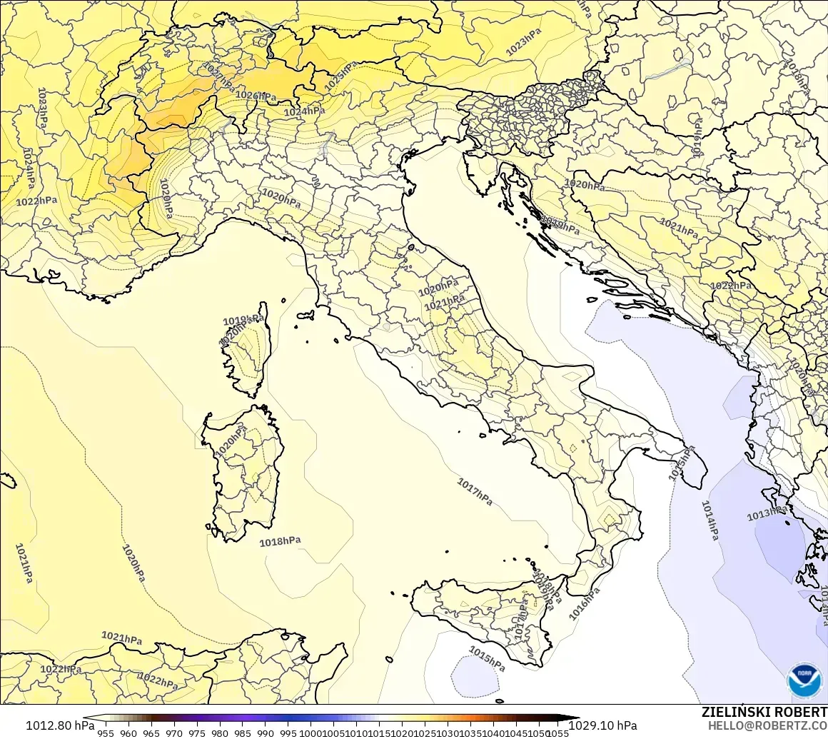 GFS モデル - イタリア, 気圧