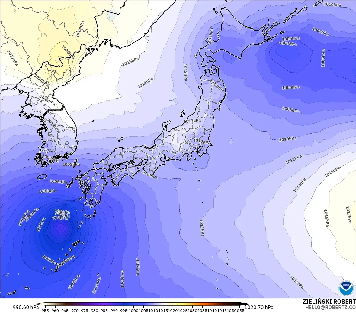GFS モデル - 日本, 気圧