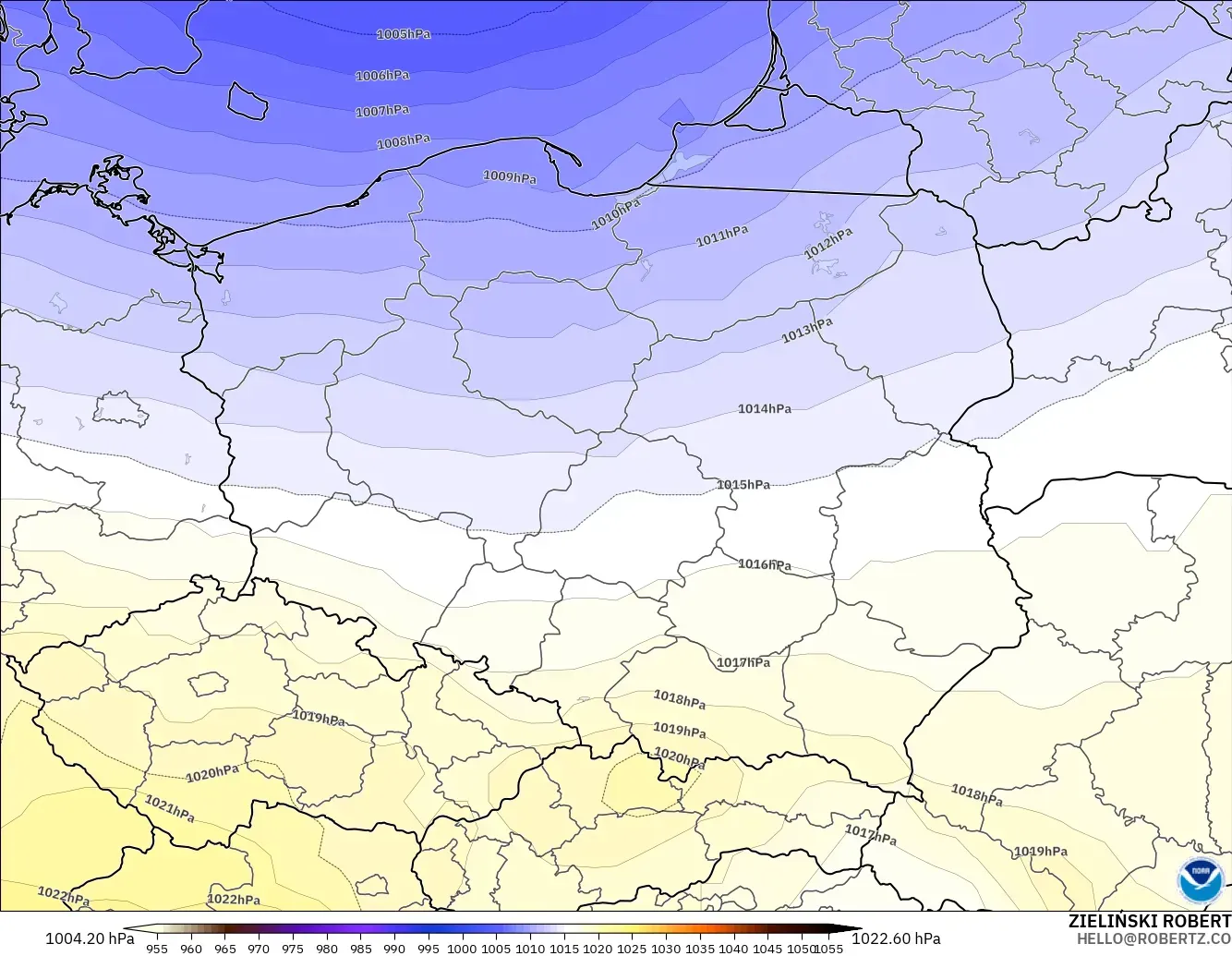 GFS モデル - ポーランド, 気圧