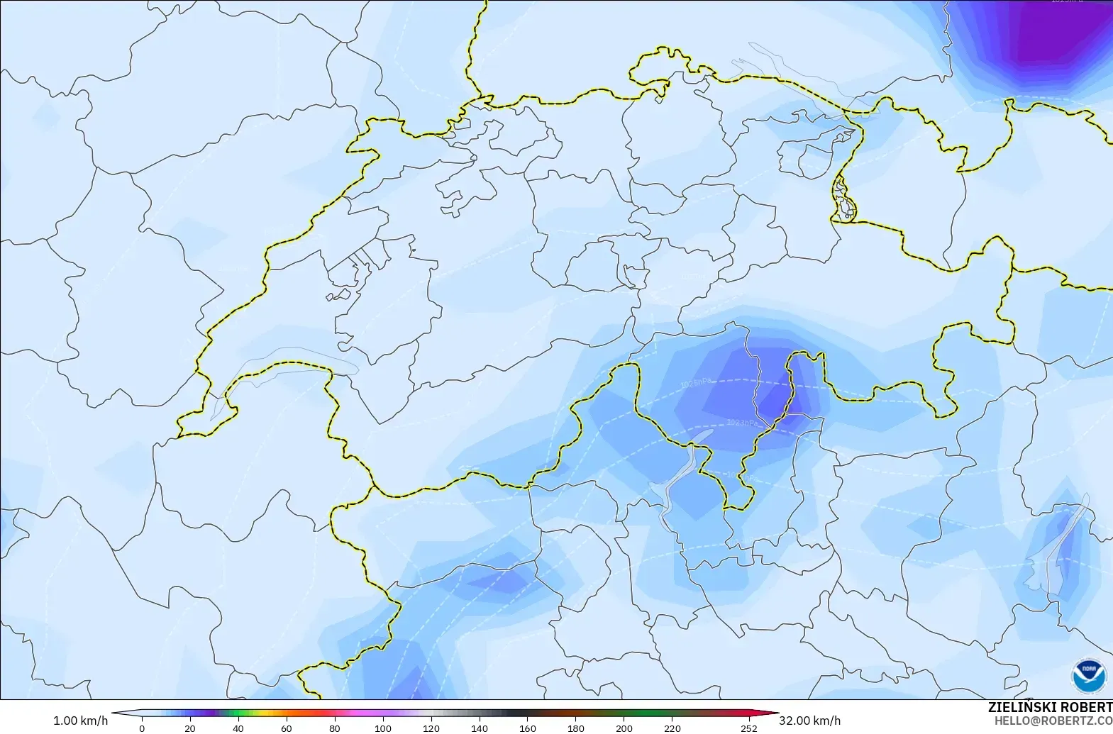 GFS モデル - スイス, 突風