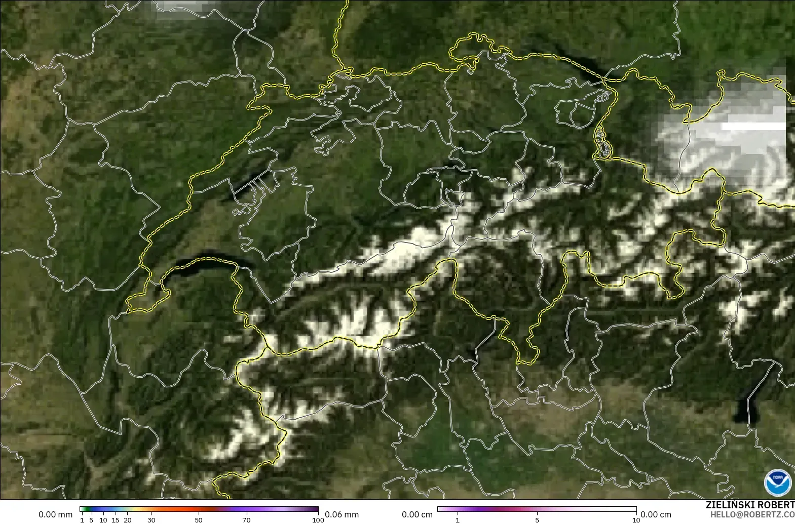 GFS モデル - スイス, 降水量、雲、気圧