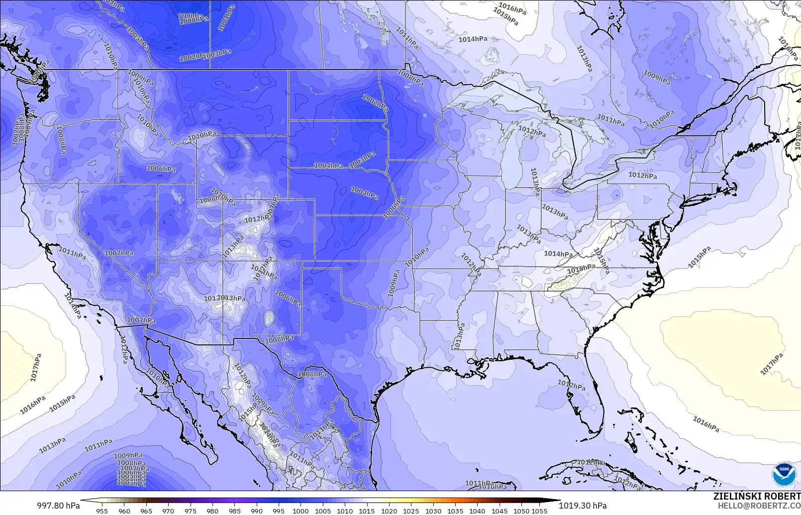 GFS モデル - アメリカ合衆国, 気圧
