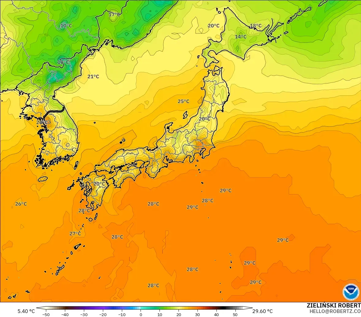 GFS モデル - 日本, 気温（2m）