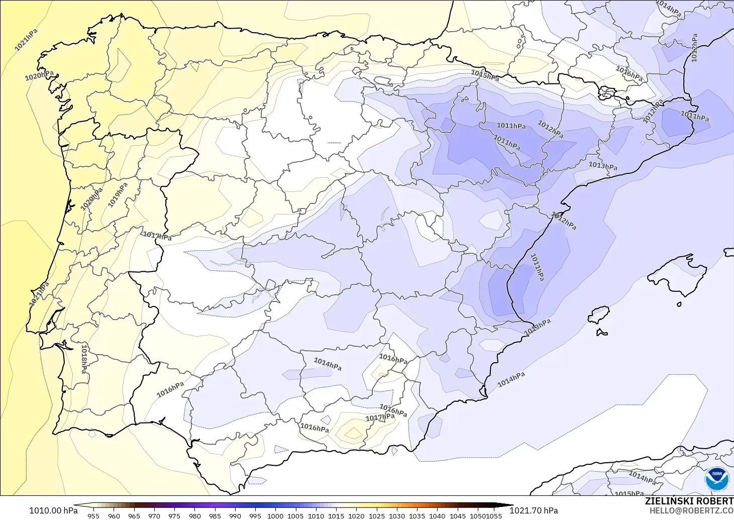 GFS モデル - スペイン, 気圧