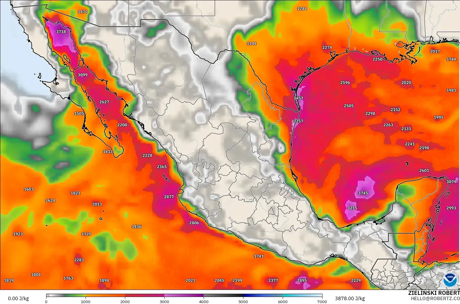 GFS モデル - メキシコ, CAPE