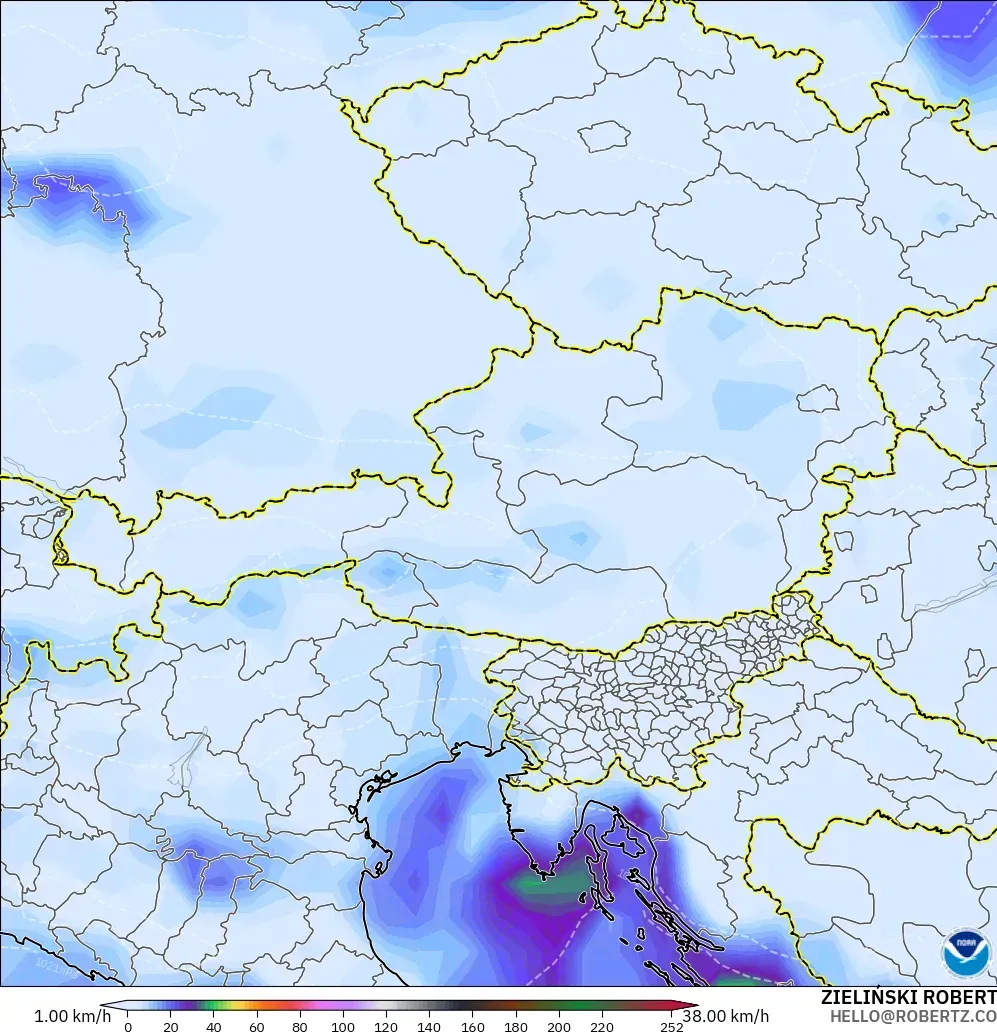 GFS モデル - オーストリア, 突風