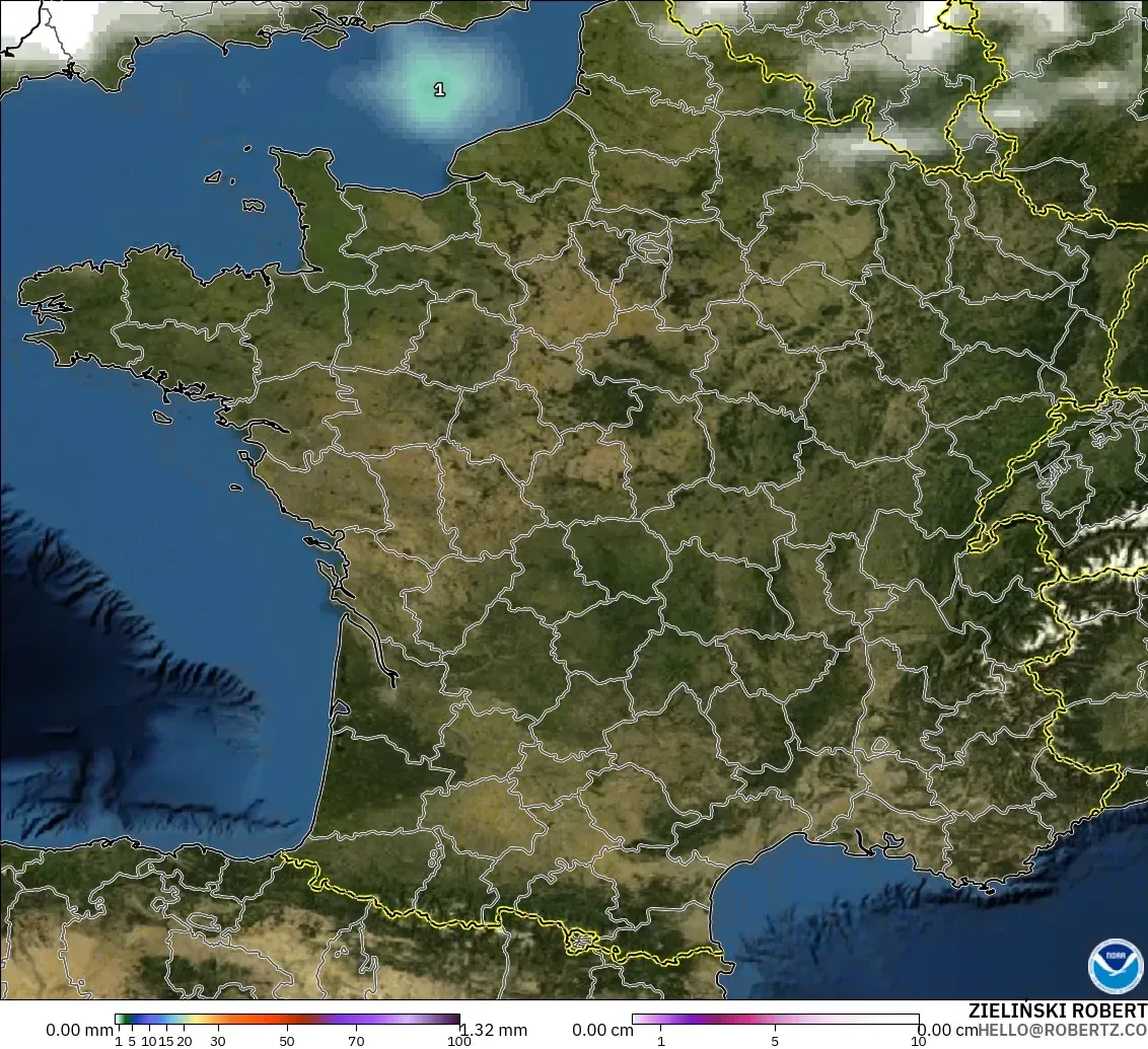 GFS モデル - フランス, 降水量、雲、気圧