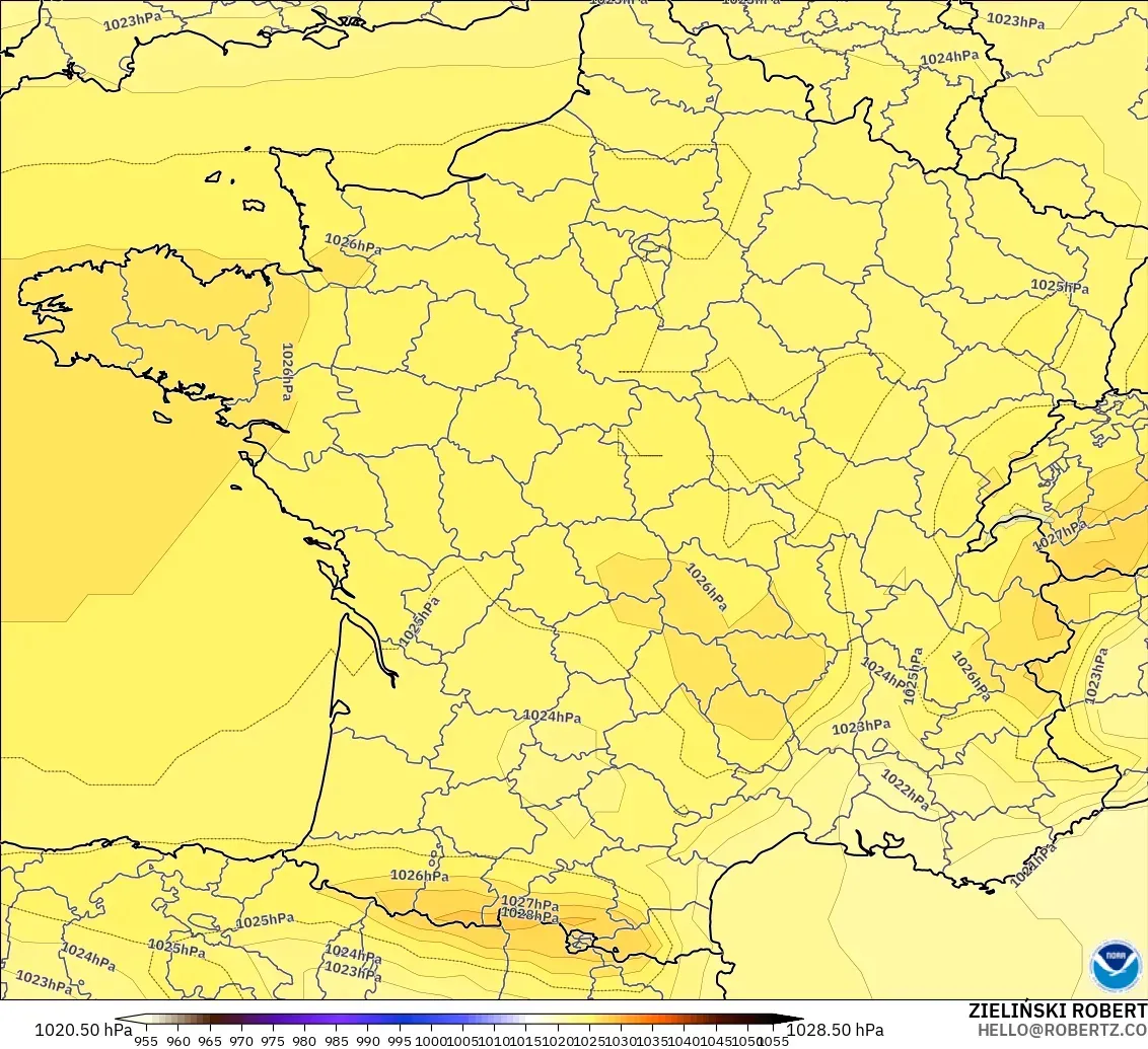 GFS モデル - フランス, 気圧