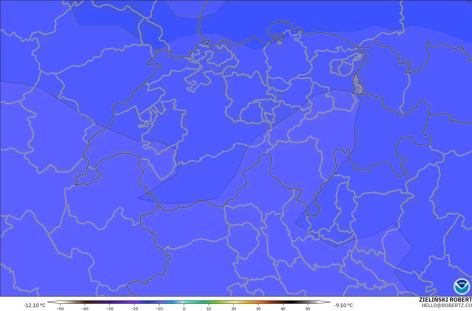 GFS モデル - スイス, 気温（500hPa）