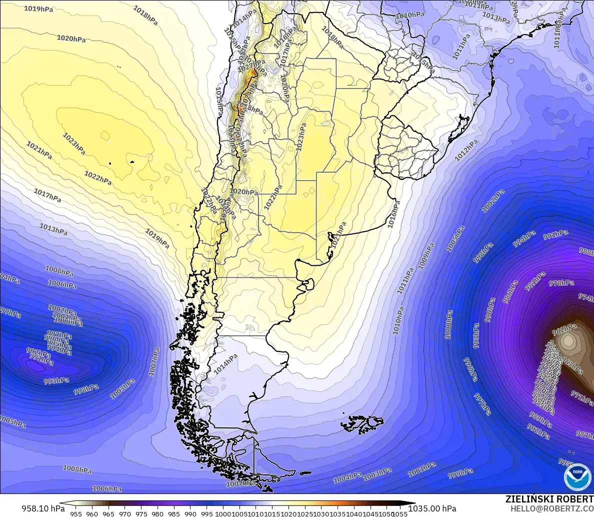 GFS モデル - アルゼンチン, 気圧