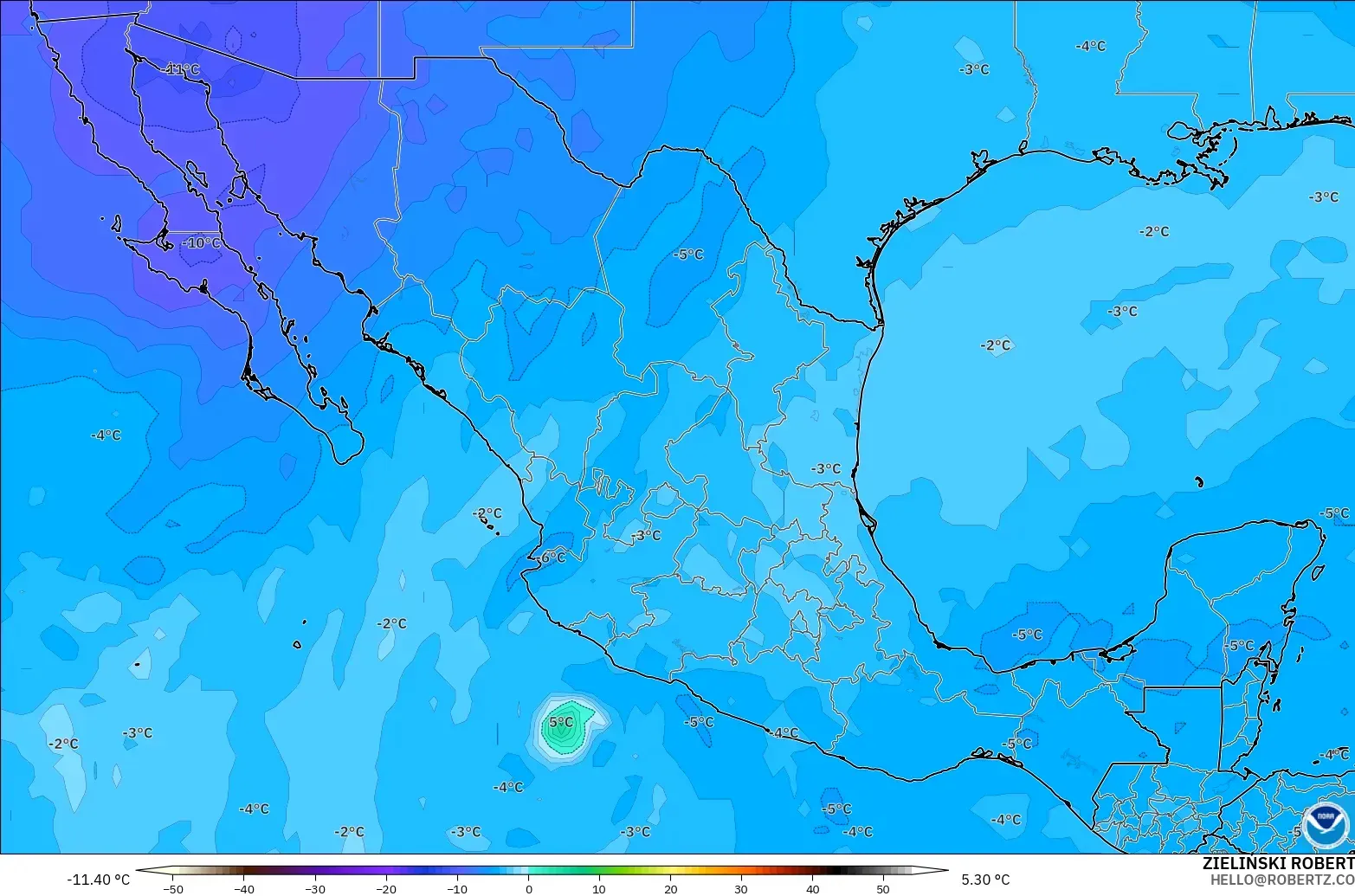 GFS モデル - メキシコ, 気温（500hPa）