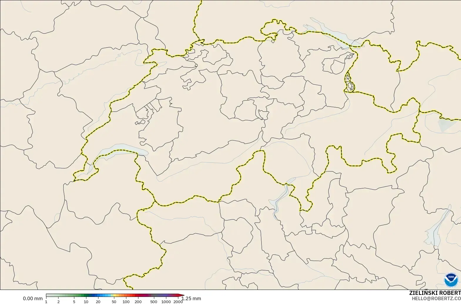 GFS モデル - スイス, 降水量の合計