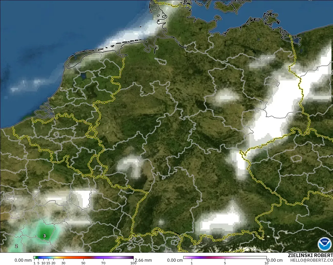 GFS モデル - ドイツ, 降水量、雲、気圧