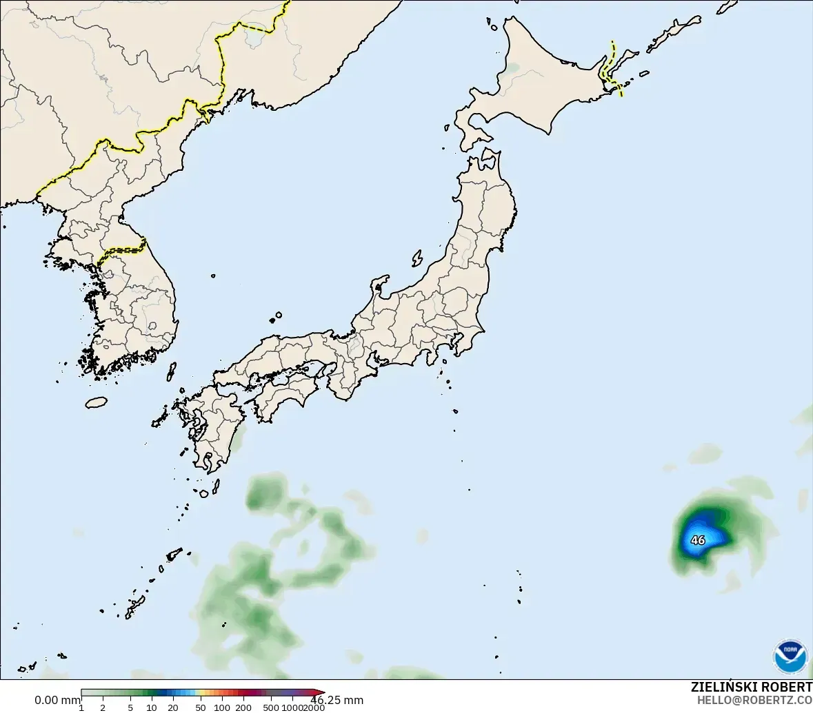 GFS モデル - 日本, 降水量の合計