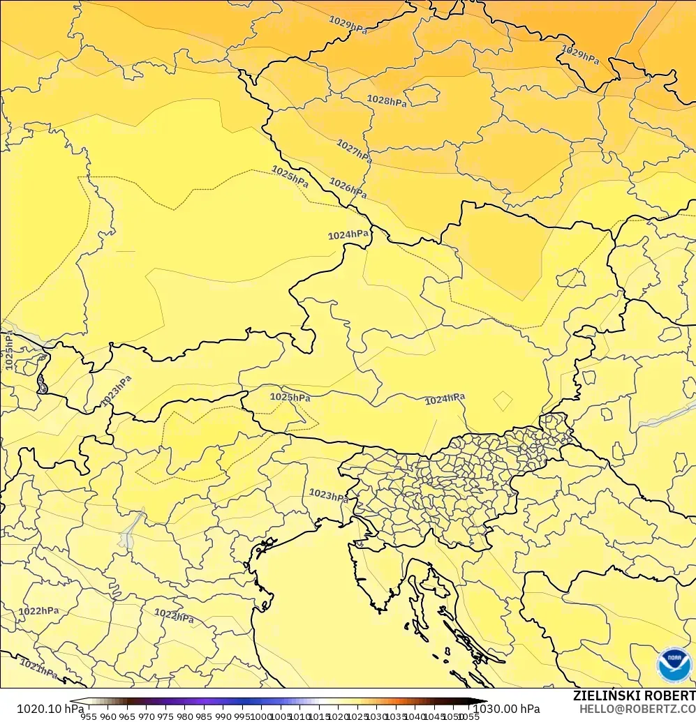 GFS モデル - オーストリア, 気圧