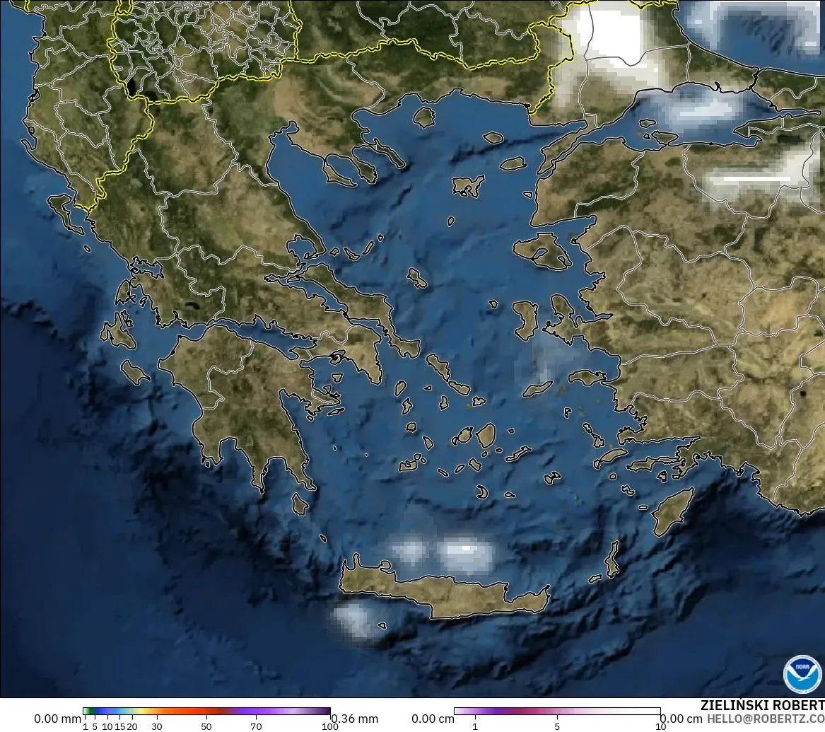 GFS モデル - ギリシャ, 降水量、雲、気圧