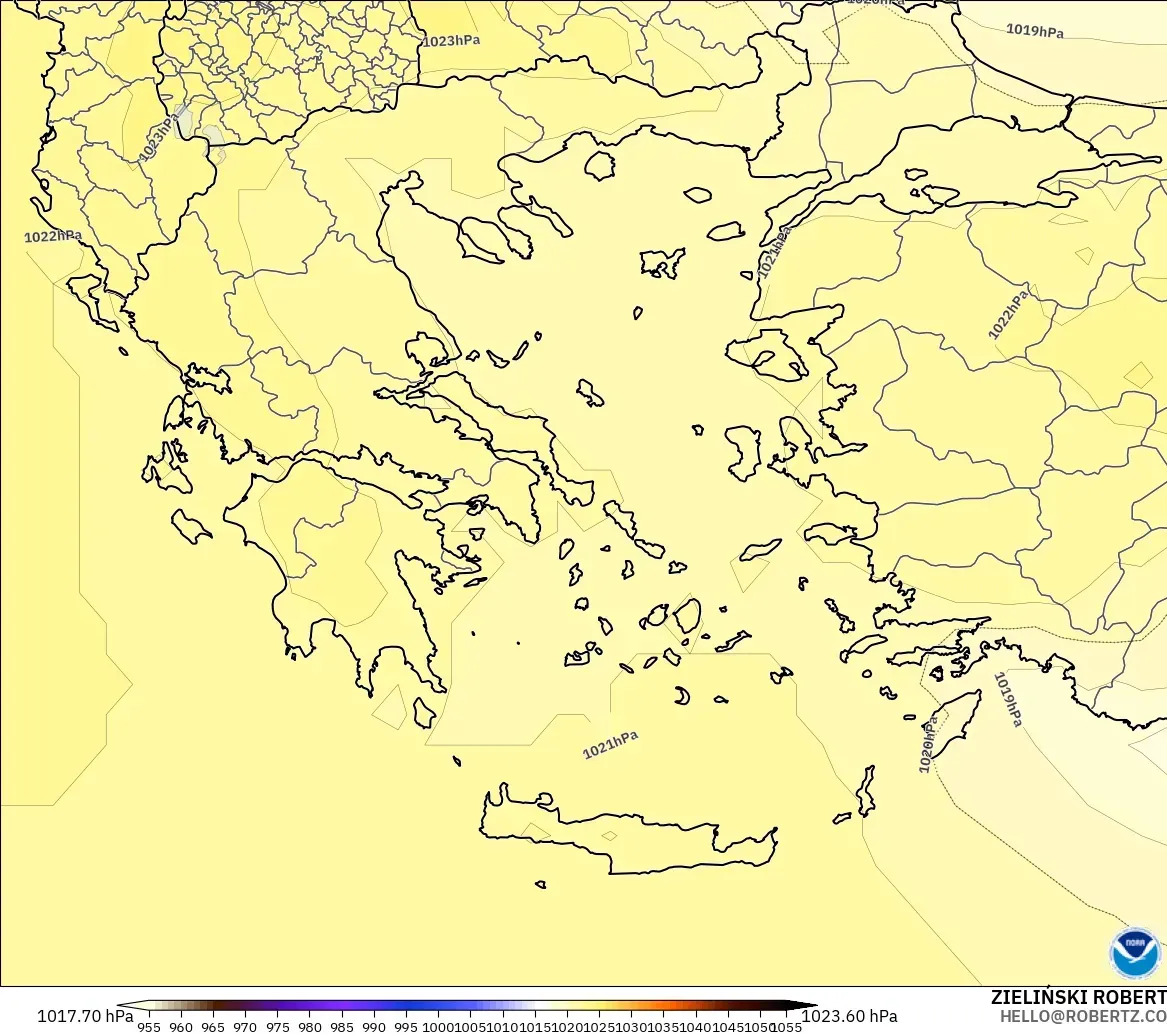 GFS モデル - ギリシャ, 気圧