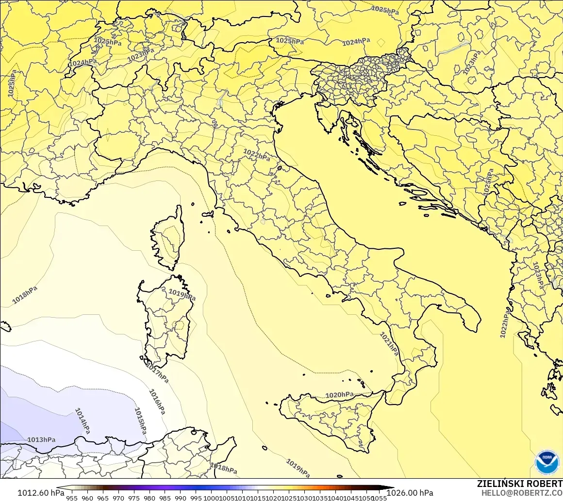 GFS モデル - イタリア, 気圧