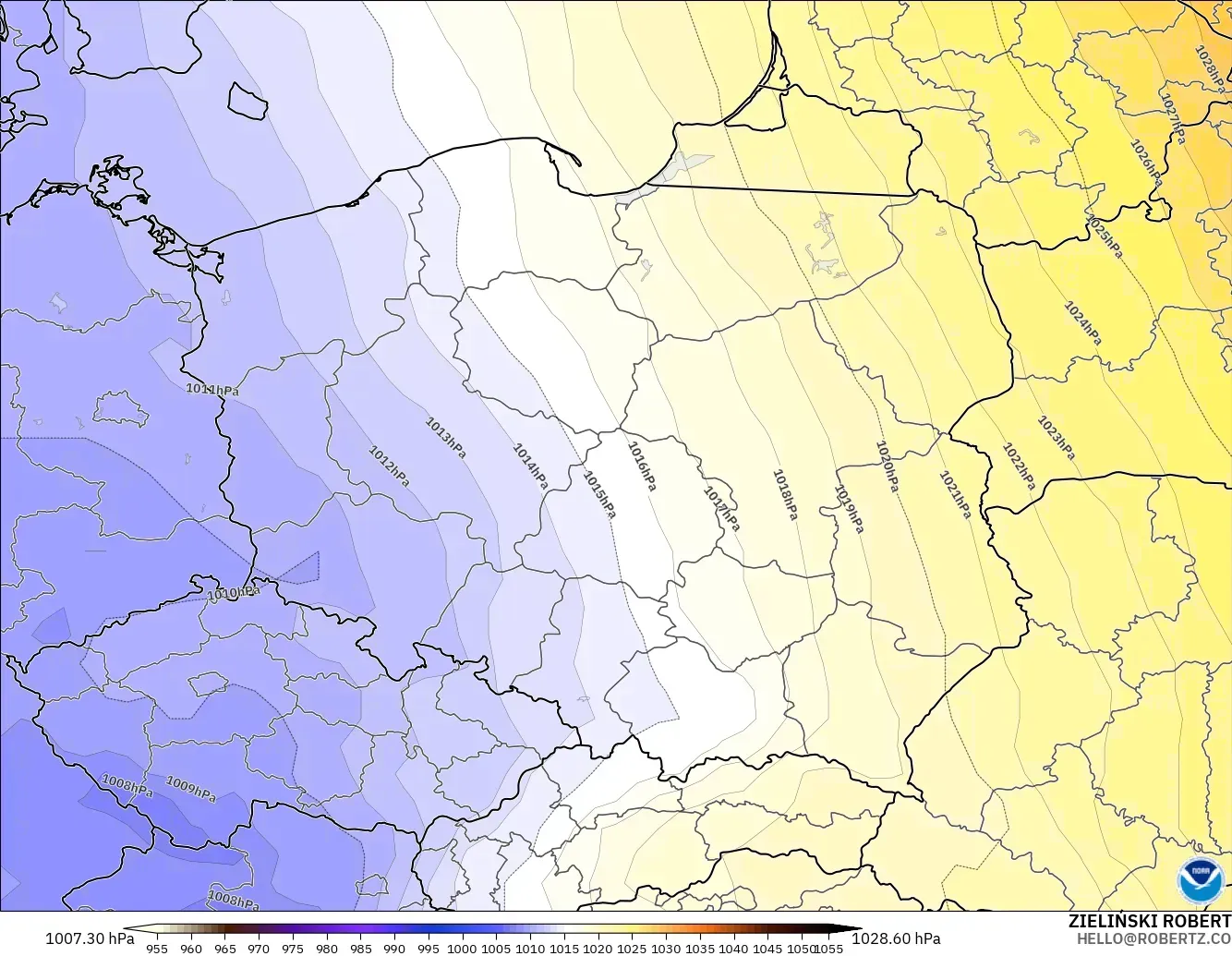 GFS モデル - ポーランド, 気圧