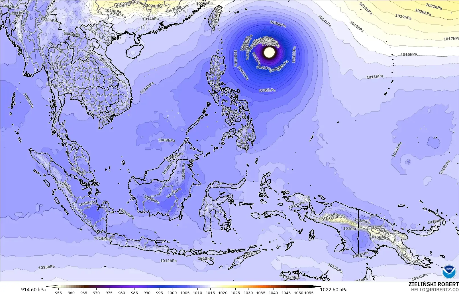 GFS モデル - 東南アジア, 気圧