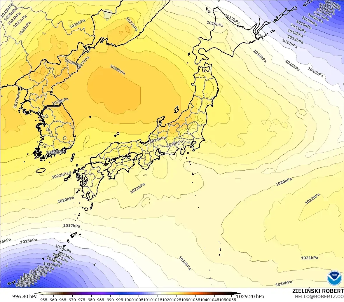 GFS モデル - 日本, 気圧