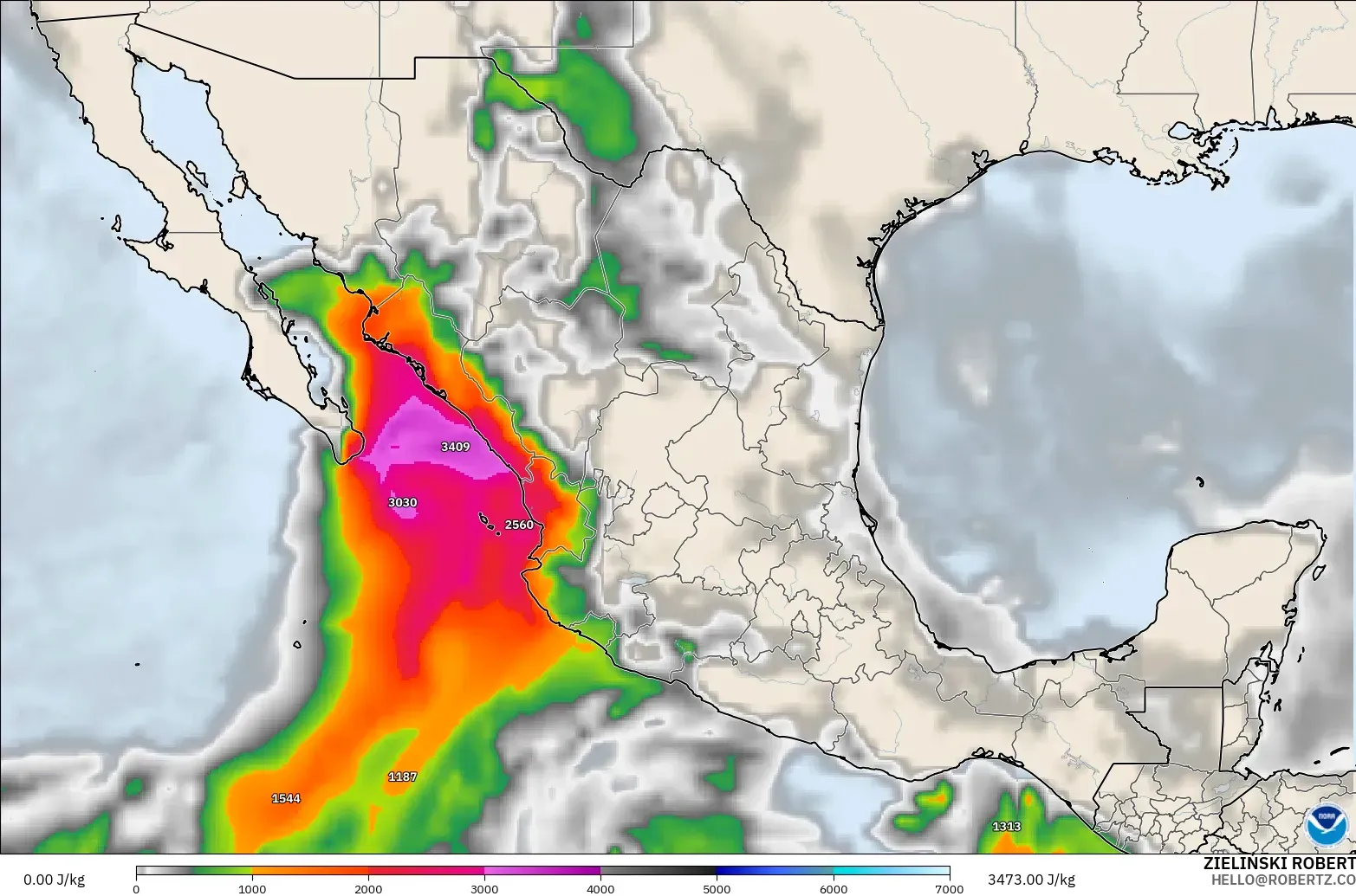 GFS モデル - メキシコ, CAPE