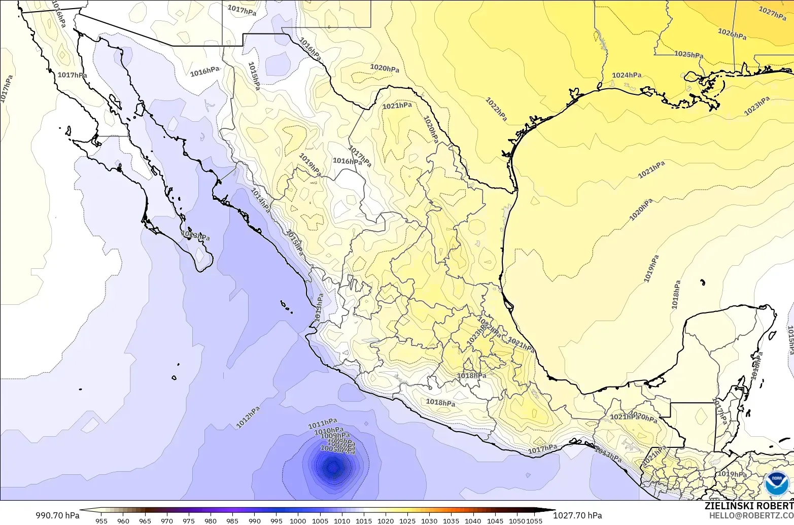 GFS モデル - メキシコ, 気圧