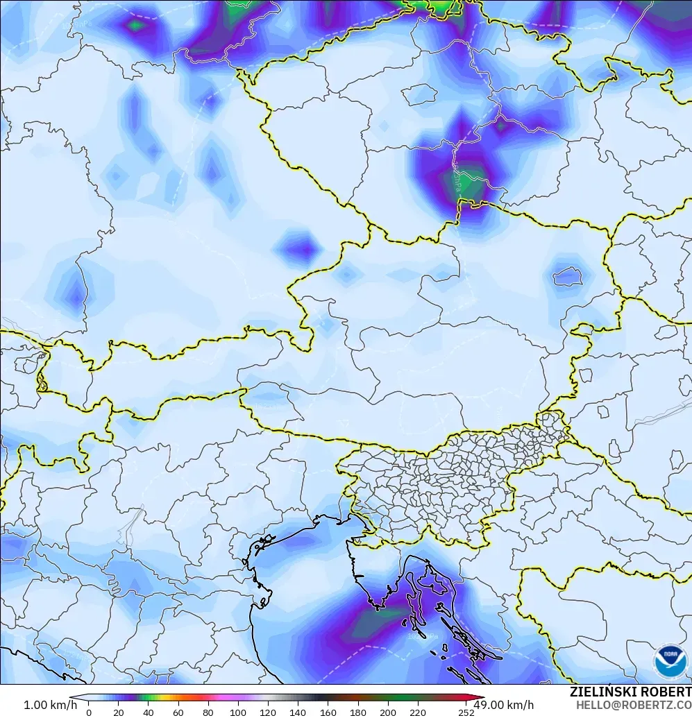 GFS モデル - オーストリア, 突風