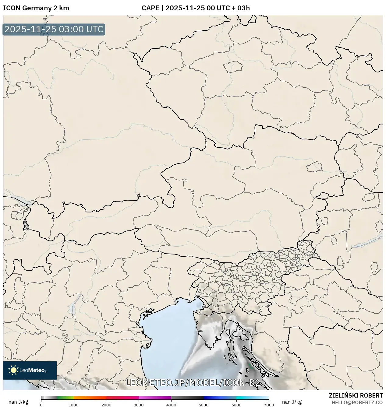 ICON ドイツ 2 km model - オーストリア, CAPE