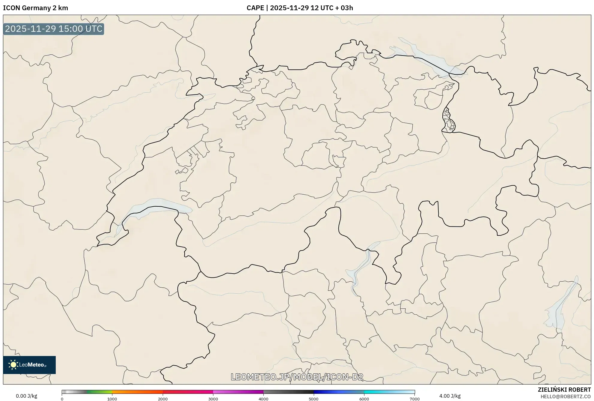 ICON ドイツ 2 km model - スイス, CAPE
