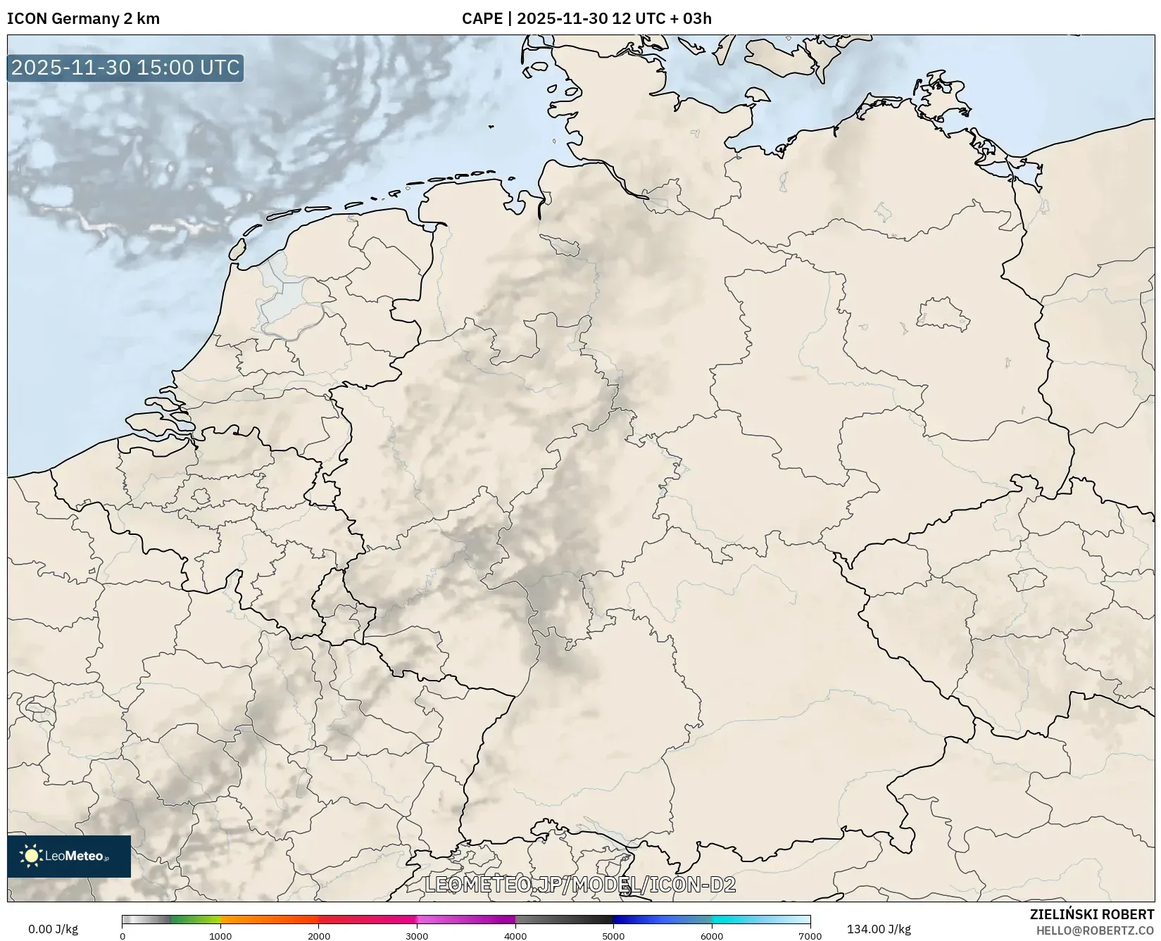 ICON ドイツ 2 km model - ドイツ, CAPE