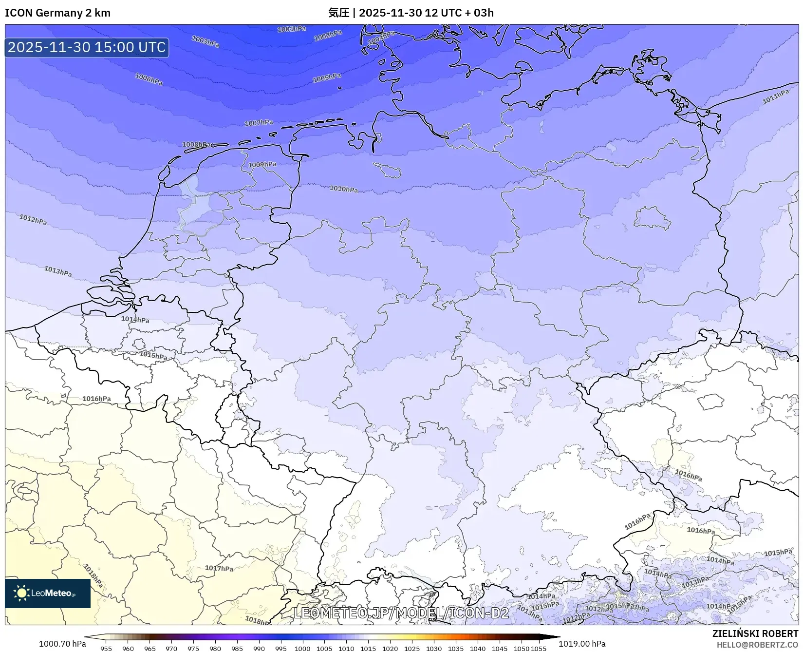 ICON ドイツ 2 km model - ドイツ, 気圧