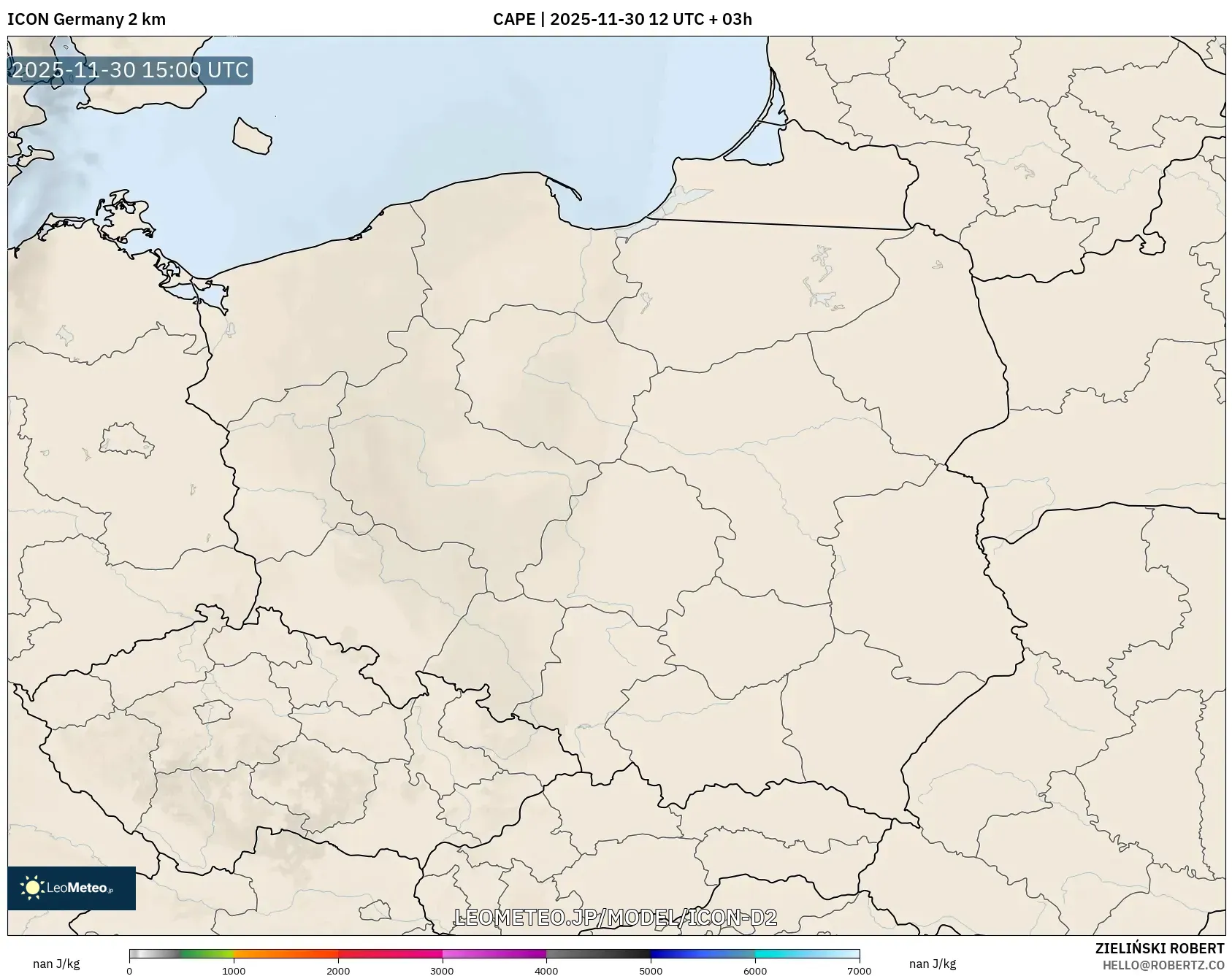ICON ドイツ 2 km model - ポーランド, CAPE