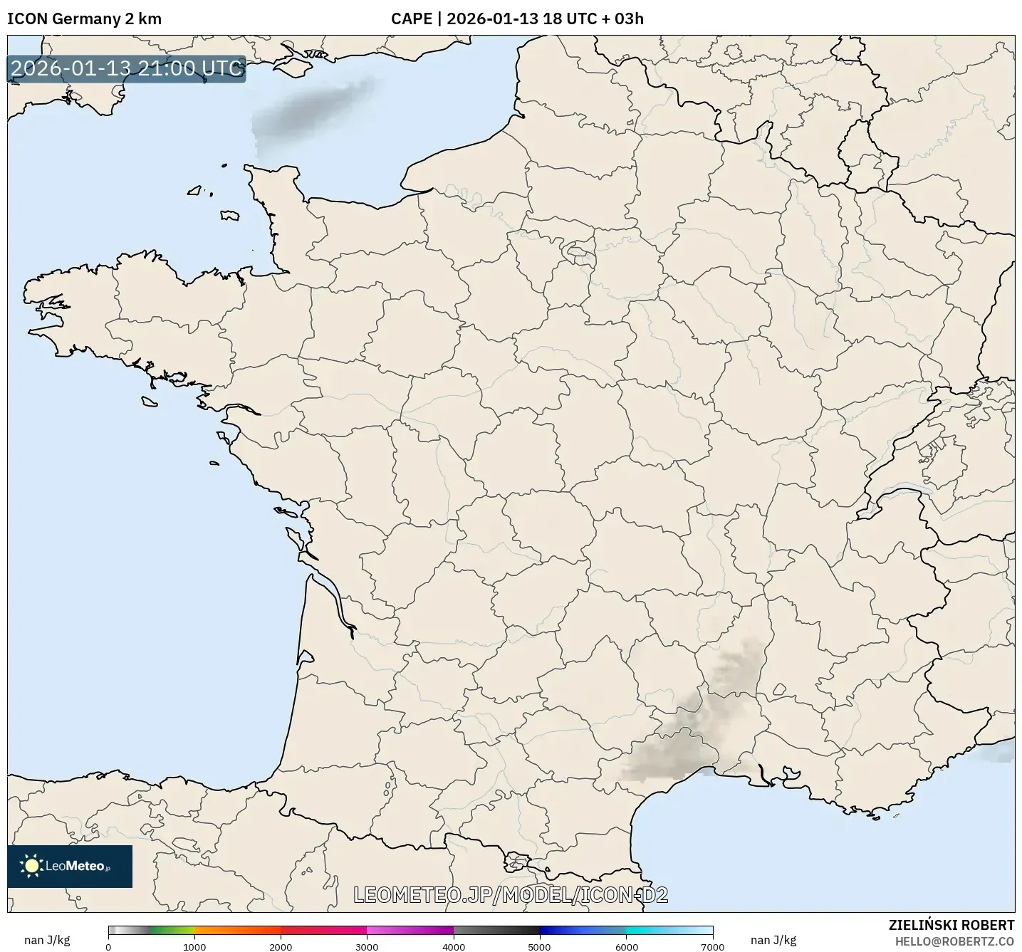 ICON ドイツ 2 km model - フランス, CAPE