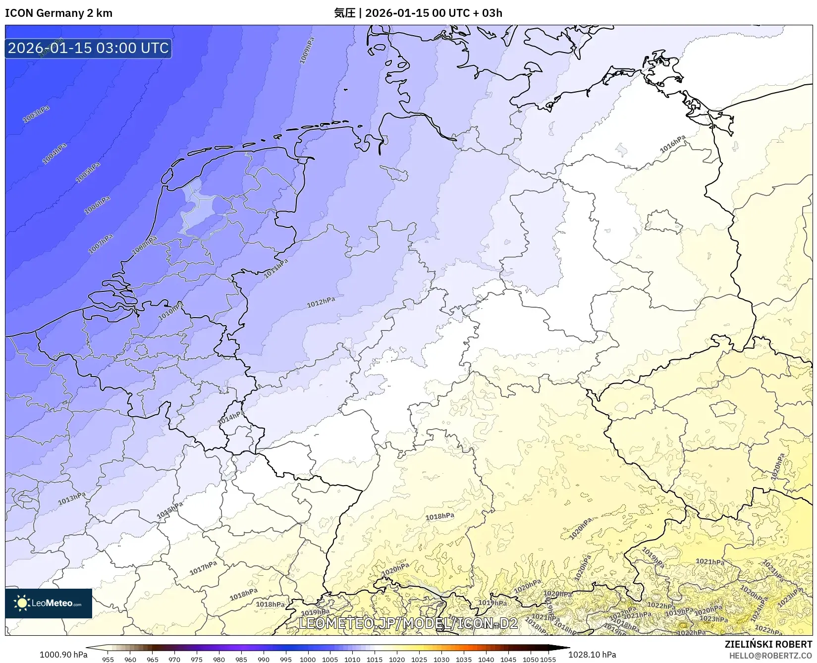 ICON ドイツ 2 km model - ドイツ, 気圧