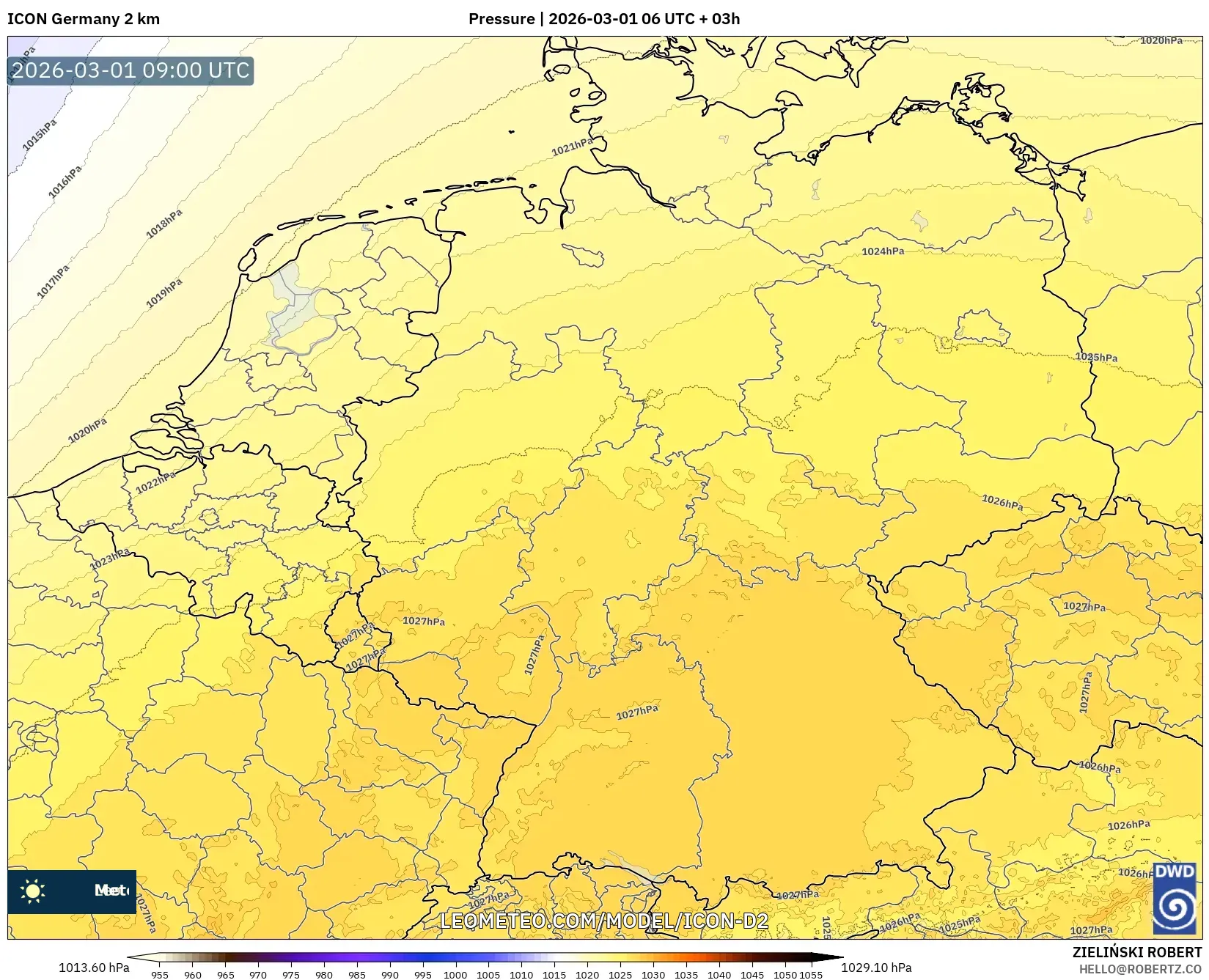 ICON ドイツ 2 km model - ドイツ, 気圧