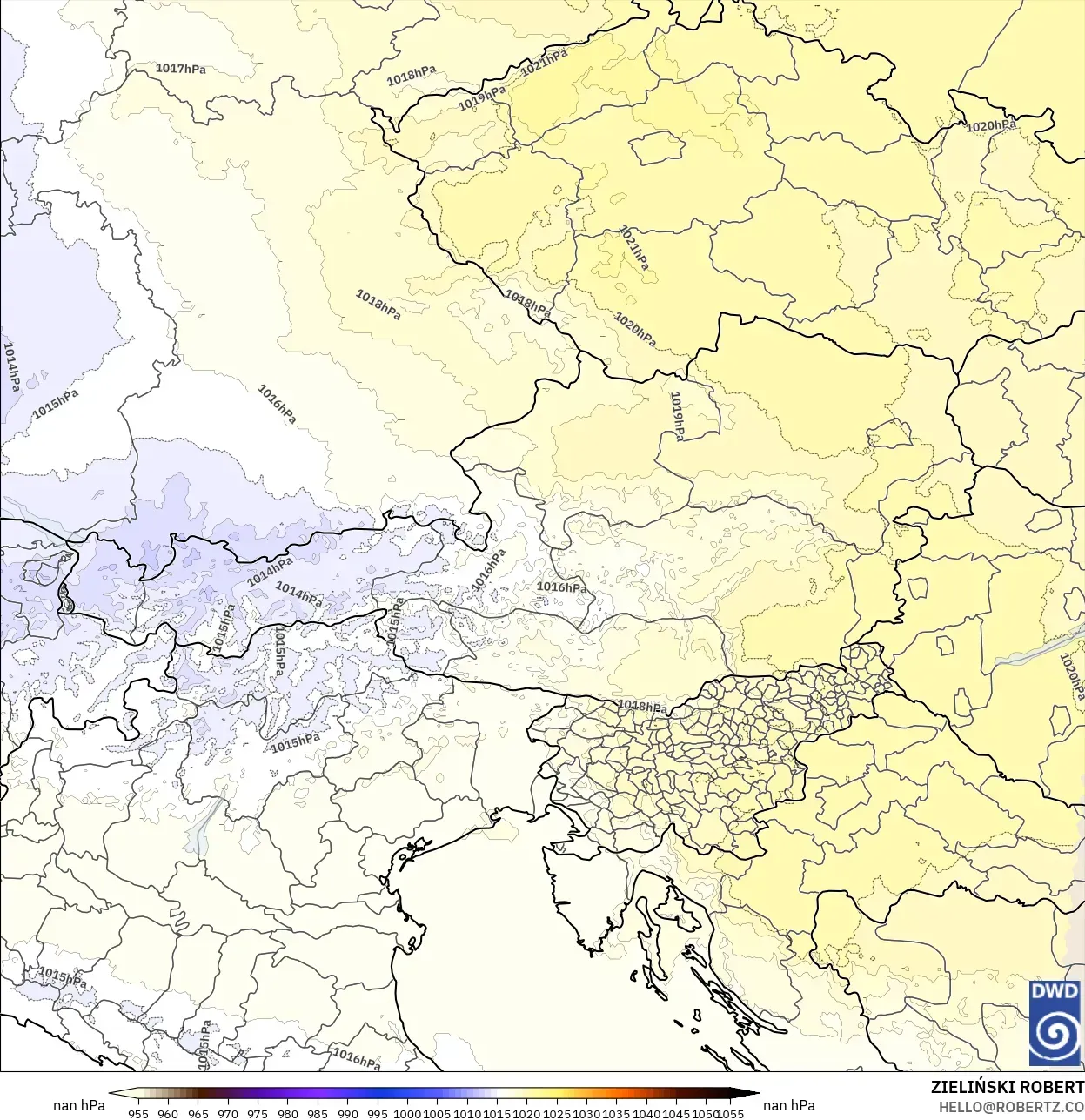 ICON ドイツ 2 km モデル - オーストリア, 気圧