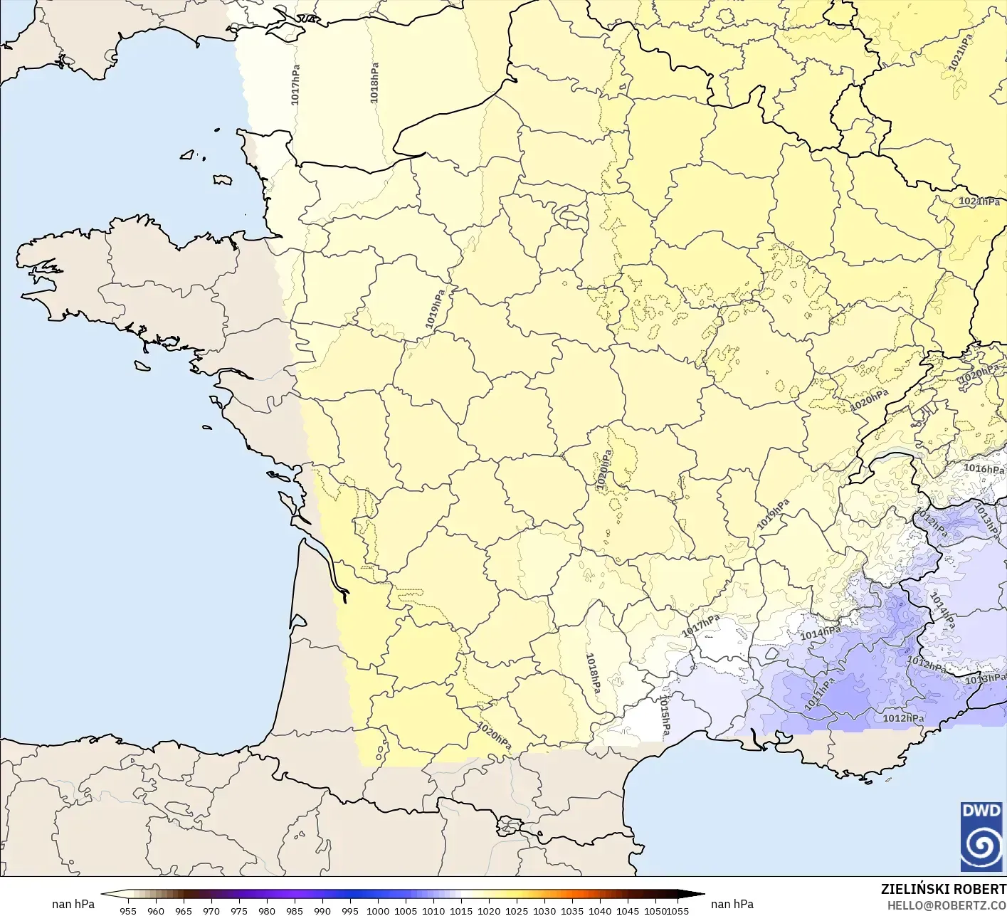 ICON ドイツ 2 km モデル - フランス, 気圧