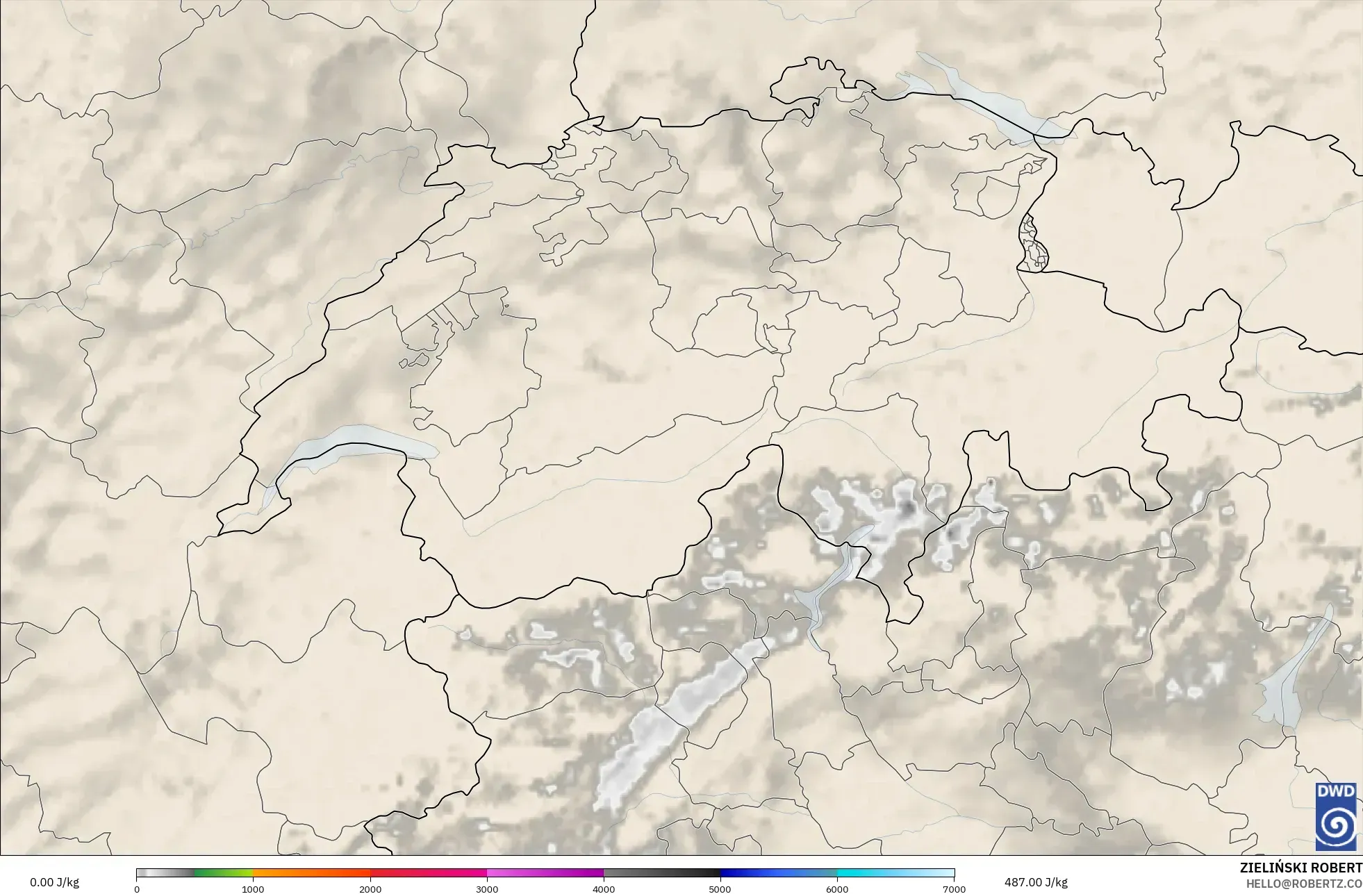 ICON ドイツ 2 km モデル - スイス, CAPE