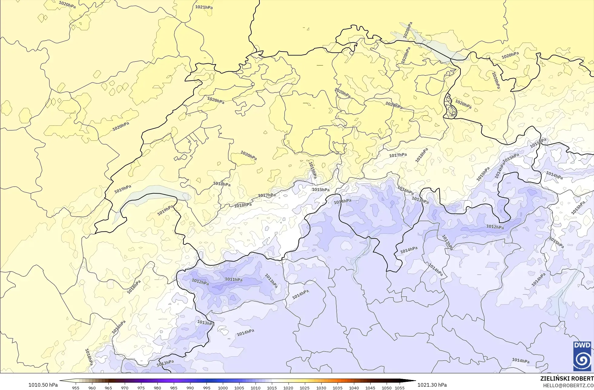 ICON ドイツ 2 km モデル - スイス, 気圧