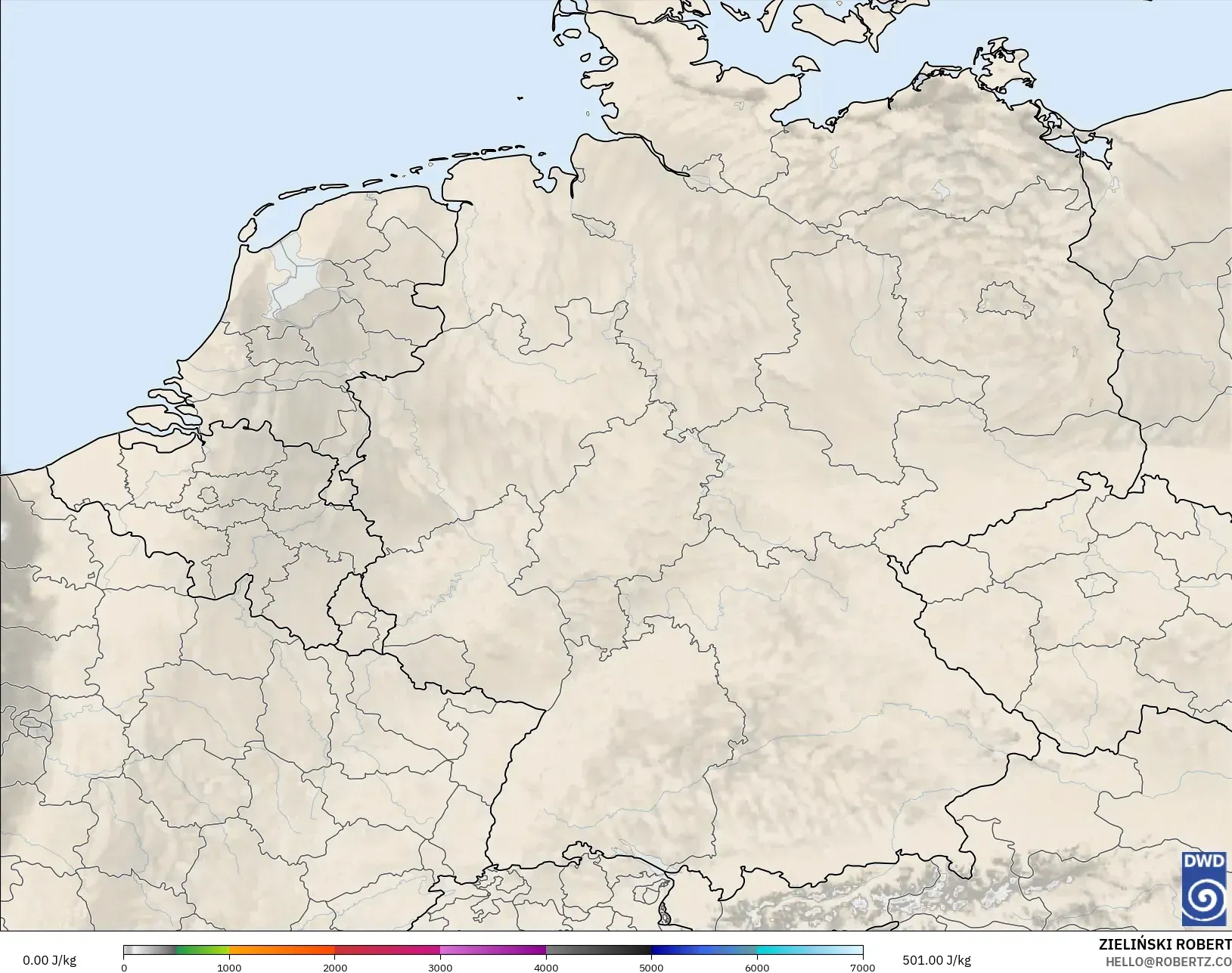 ICON ドイツ 2 km モデル - ドイツ, CAPE