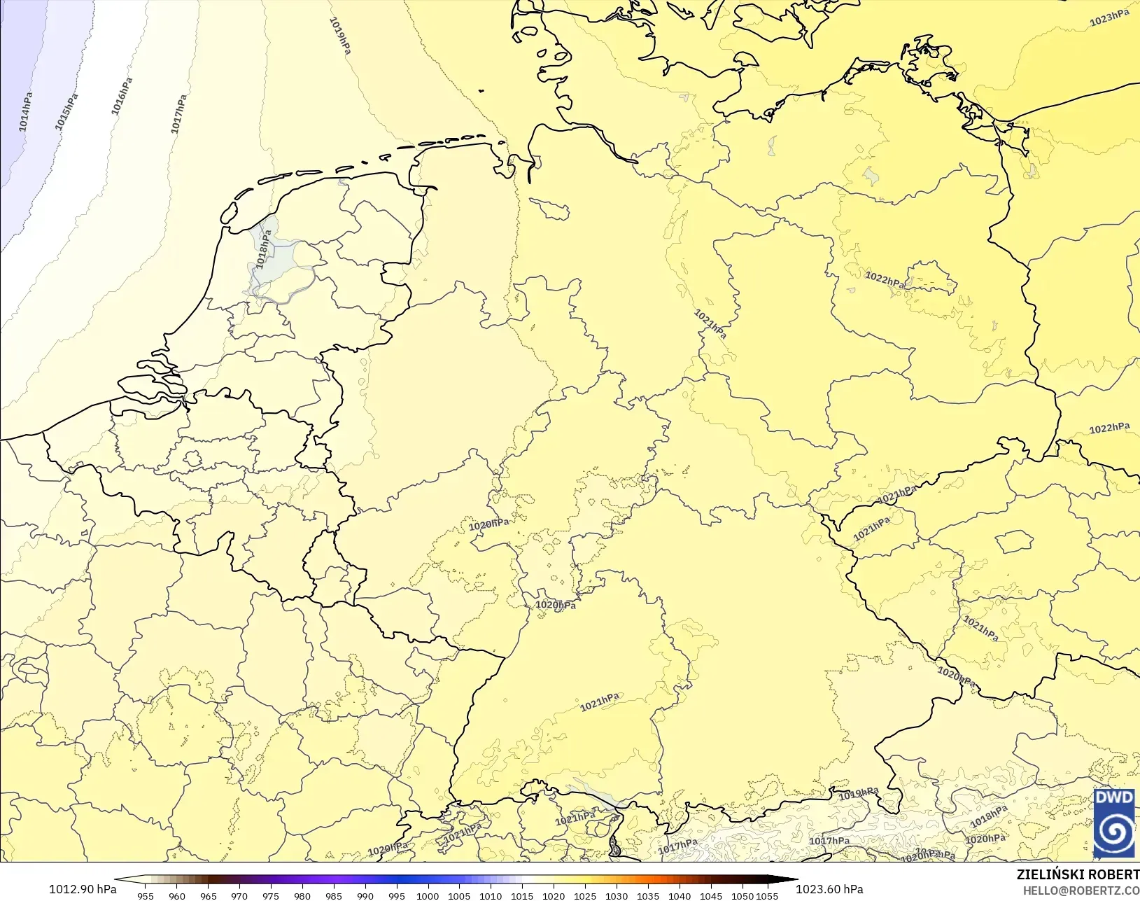 ICON ドイツ 2 km モデル - ドイツ, 気圧