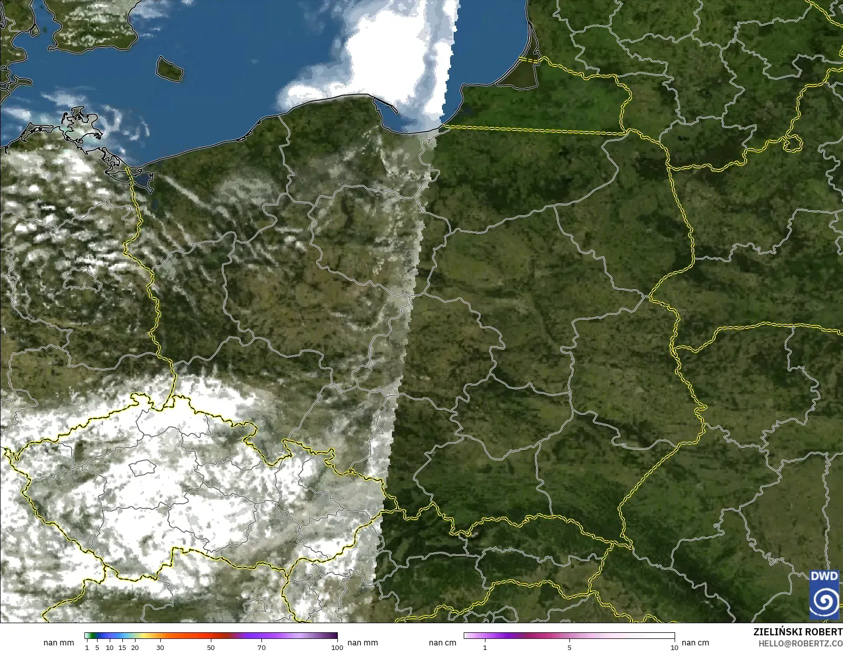 ICON ドイツ 2 km モデル - ポーランド, 降水量、雲、気圧