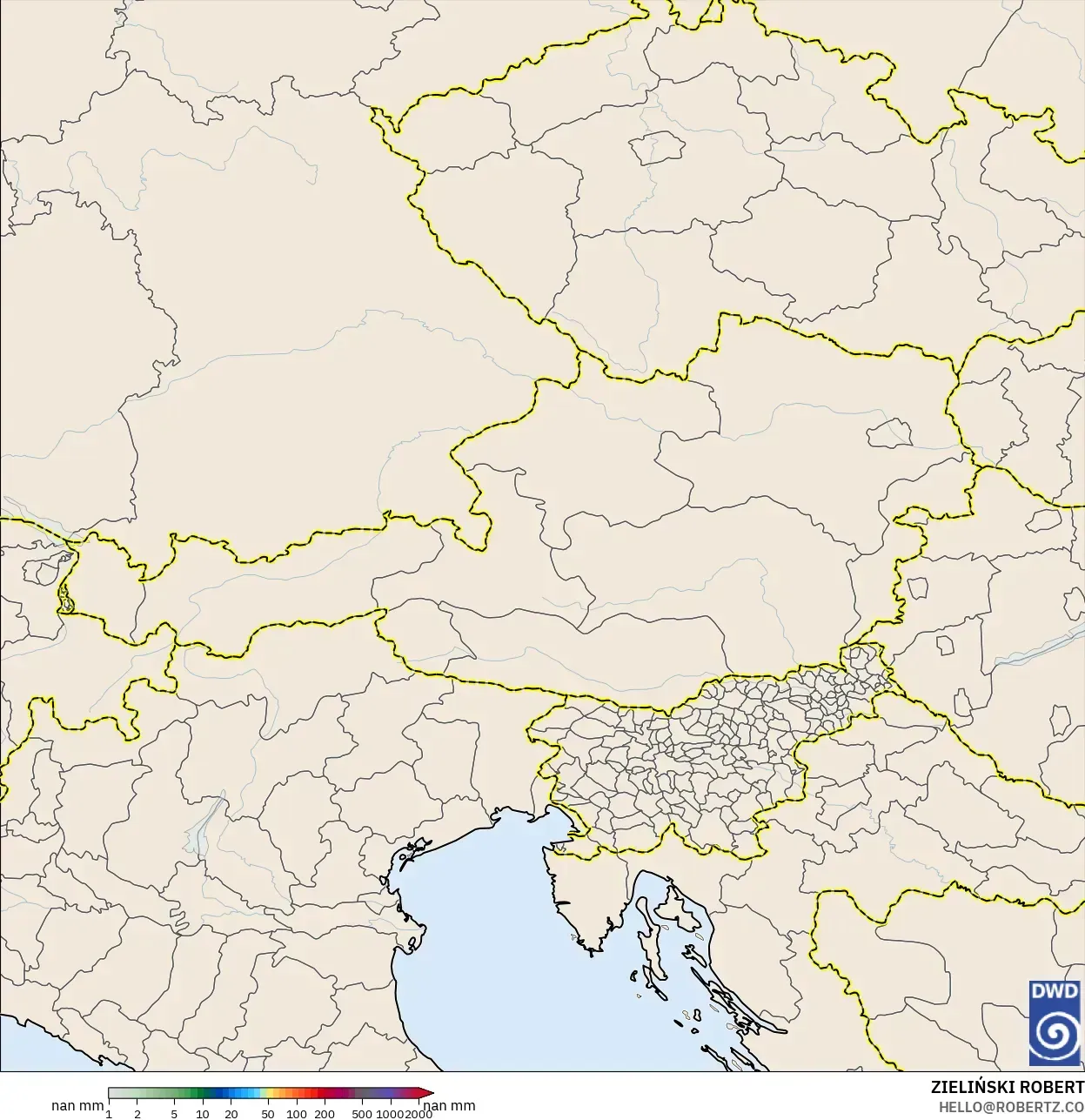 ICON ドイツ 2 km モデル - オーストリア, 降水量の合計