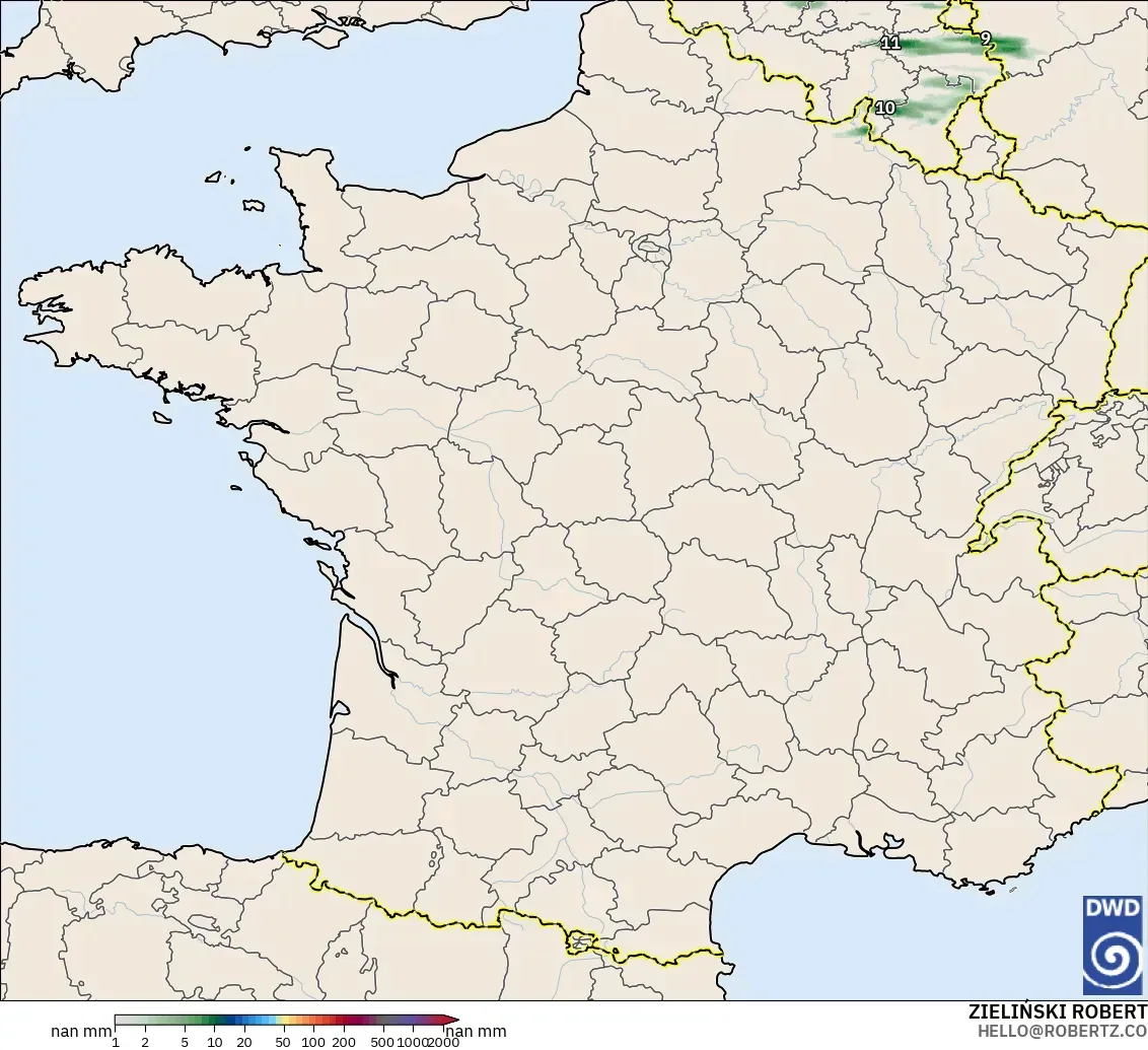 ICON ドイツ 2 km モデル - フランス, 降水量の合計
