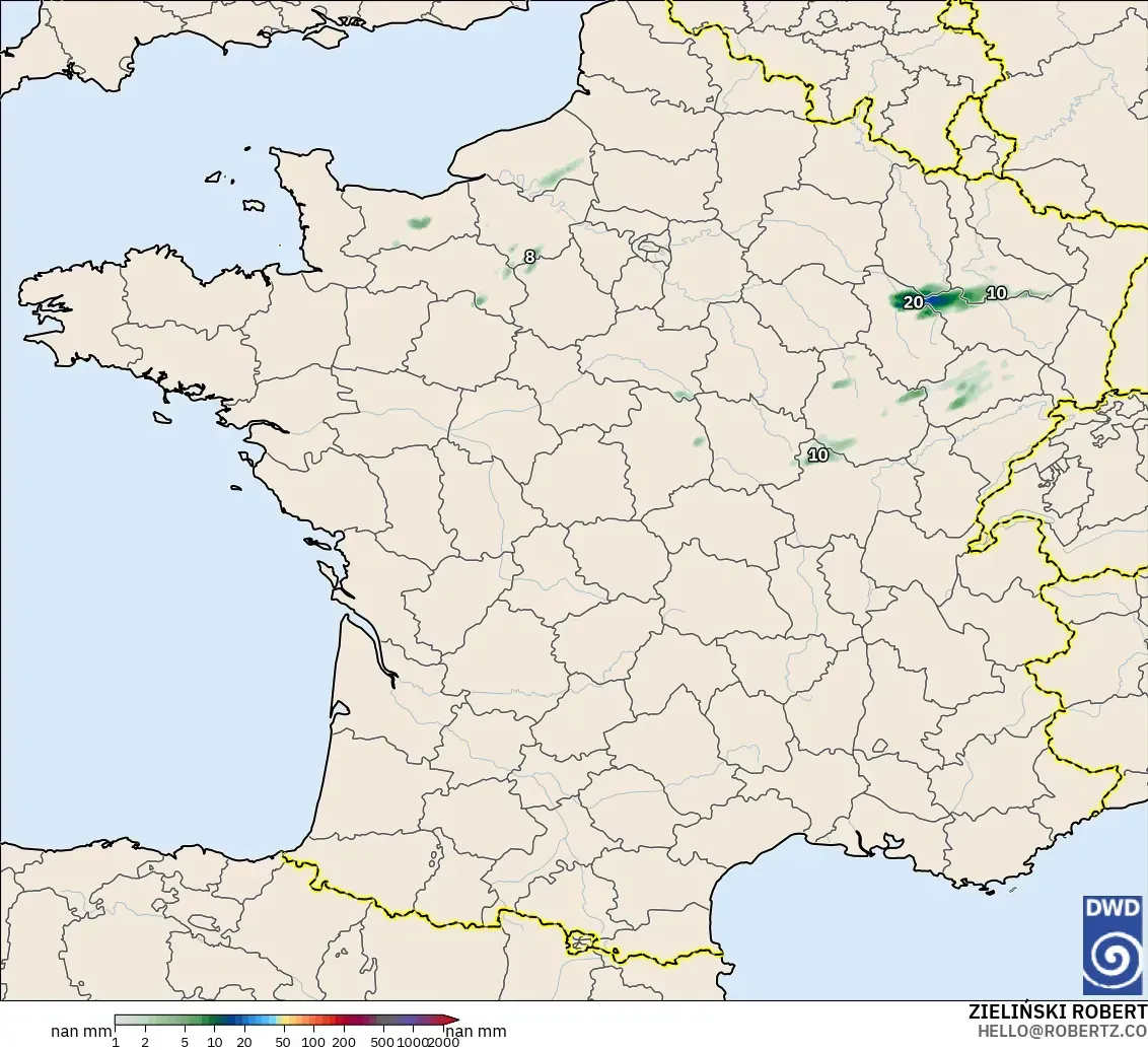 ICON ドイツ 2 km モデル - フランス, 降水量の合計