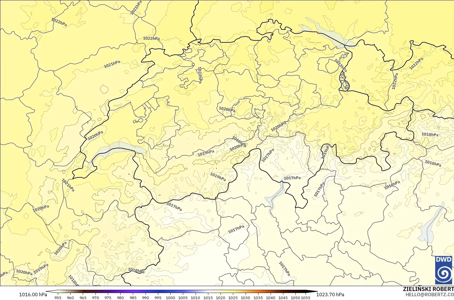 ICON ドイツ 2 km モデル - スイス, 気圧